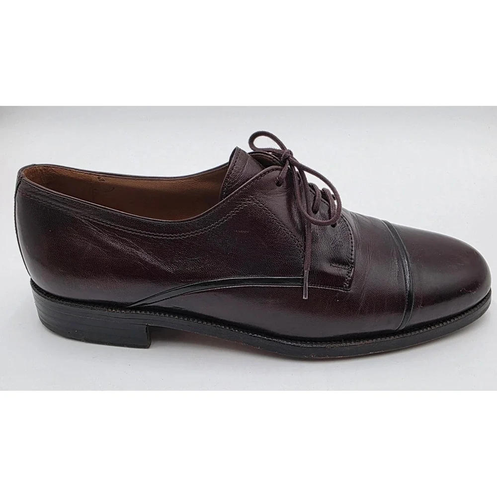 Bally Suisse Vasano Albano Men's Burgundy Leather Cap Toe Derby Shoes Size 8 F